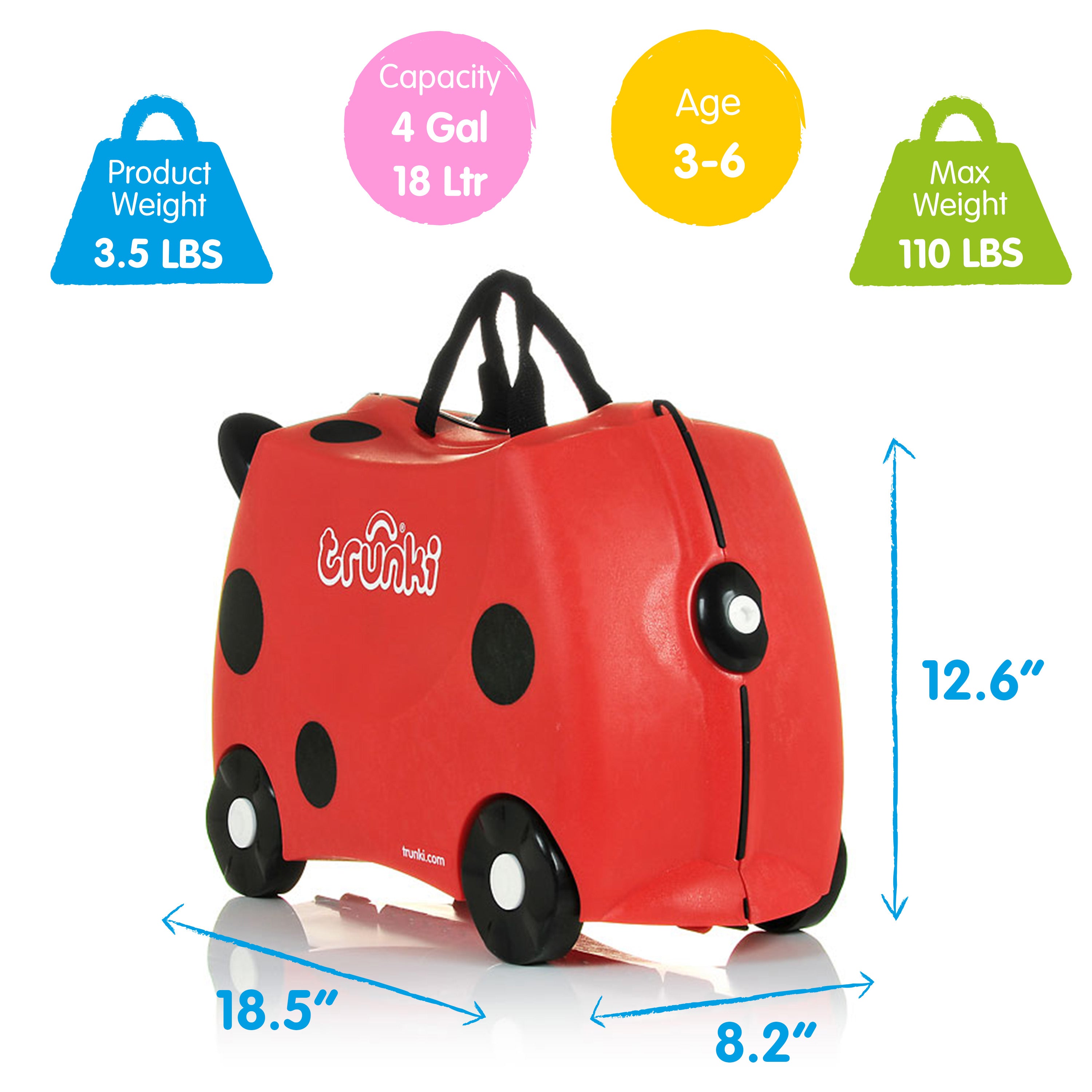 Trunki store suitcase dimensions