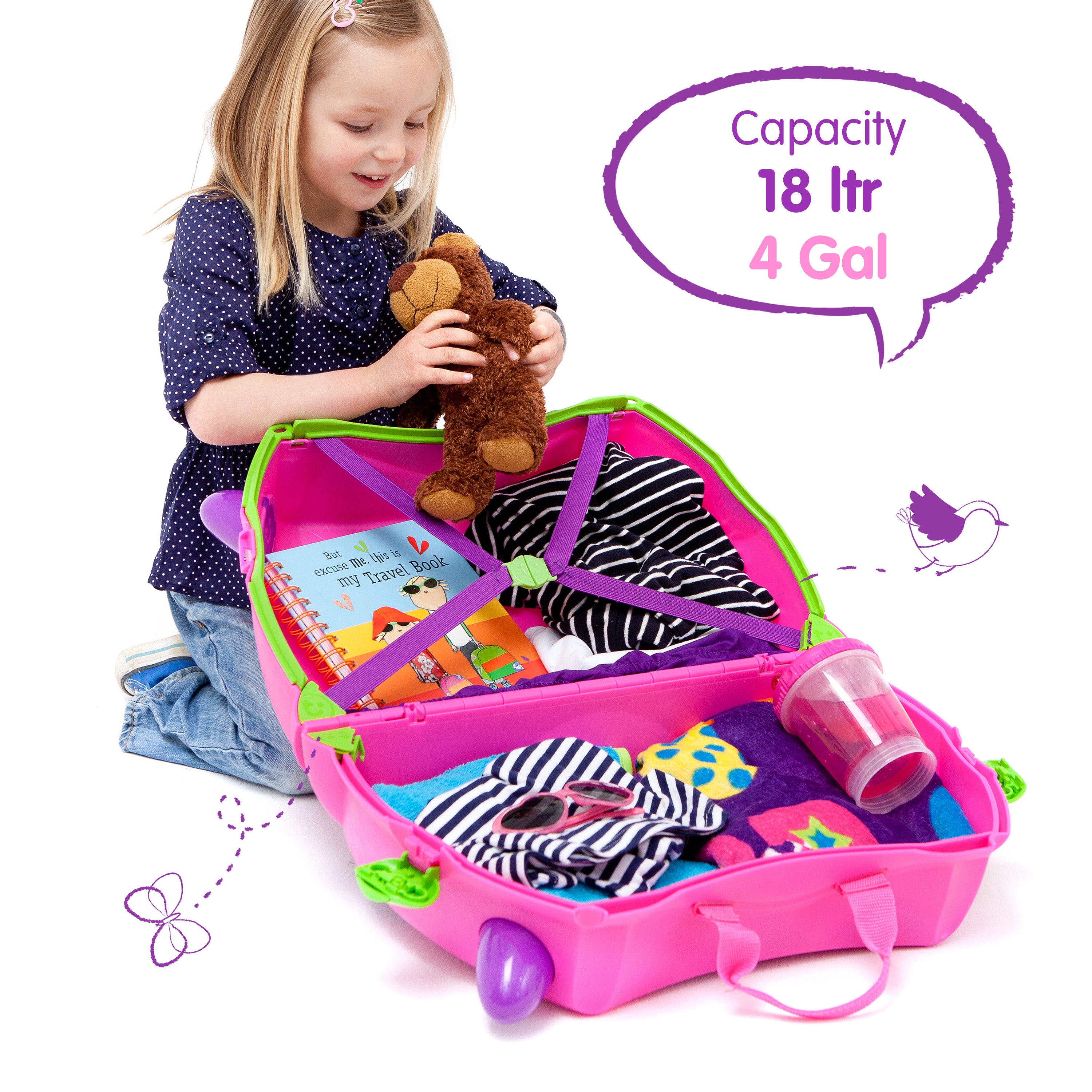 Trunki Tidy Bag for Ride On Kids Suitcase and Hand Luggage for Children  (Pink/Purple) : Amazon.co.uk: Fashion